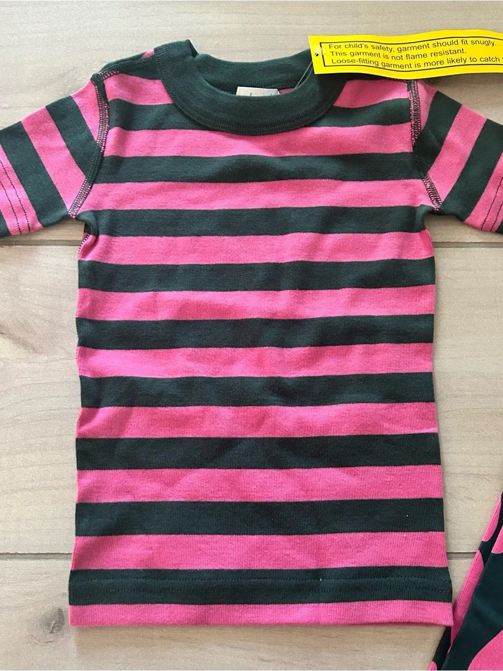 NWT Hanna Andersson Pink and Green Striped Heart Mix Up Pajama Set